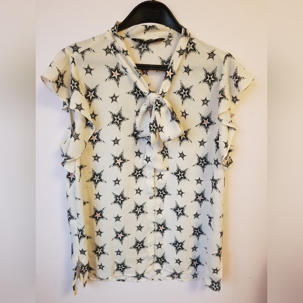 Zara Basic Star Patterned Blouse - Picture 1 of 8